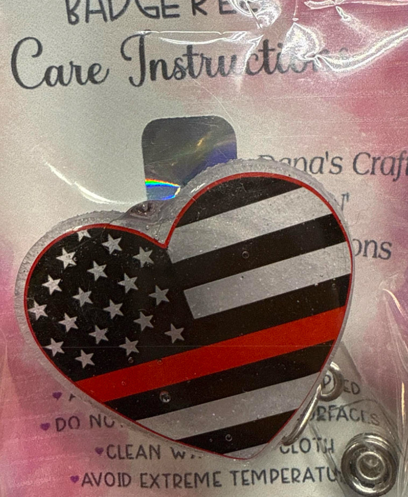 Firefighter Heart Badge Reel