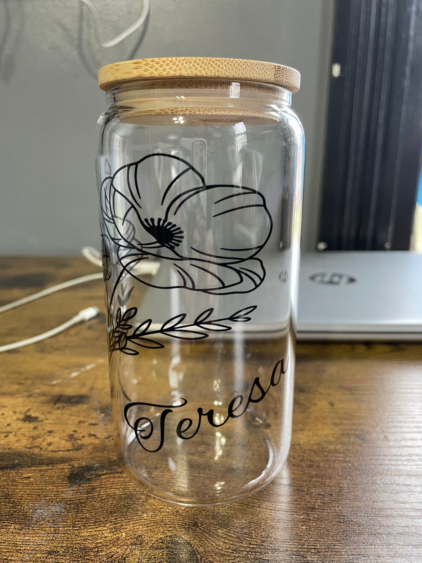 16oz Birth Flower With Name