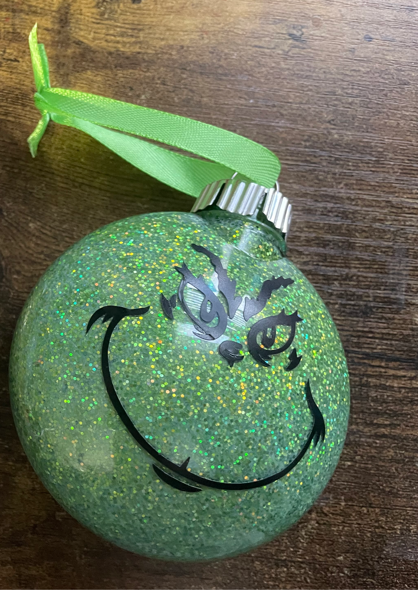 Glitter Grinch Face Ornament