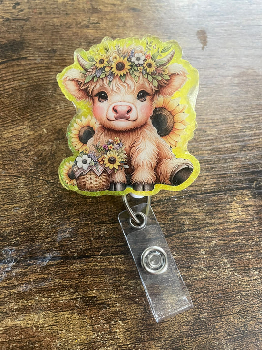 Cow Sunflower Badge Reel