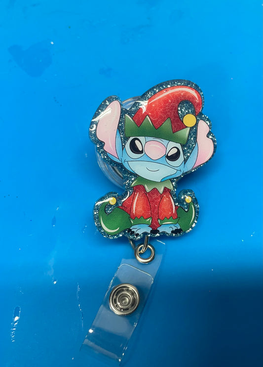 Blue Guy Elf Badge Reel