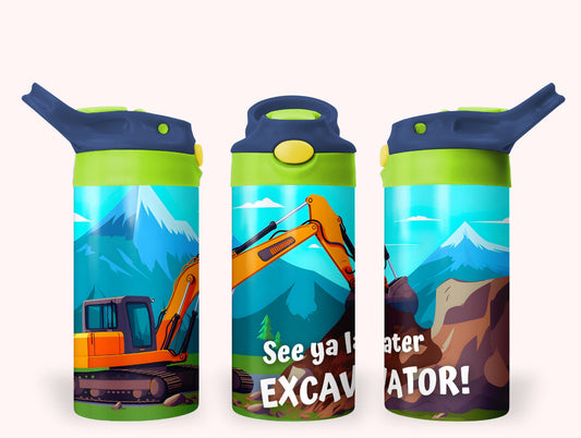 12oz See Ya Later Excavator water bottle