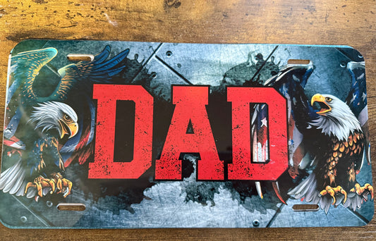 Dad with Eagle License Plate