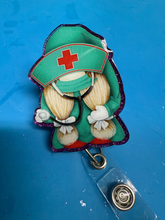 Green DR/Nurse Gnome Badge Reel
