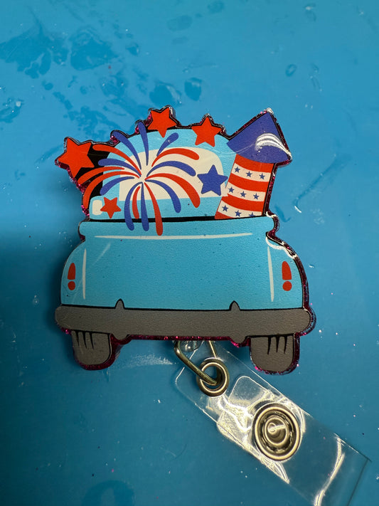 Red, White and Blue Truck Badge Reel