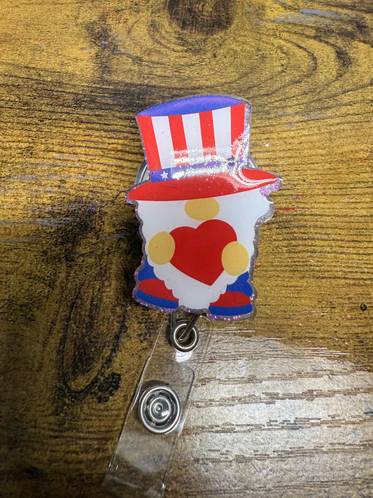 Red, White and Blue Gnome Badge Reel