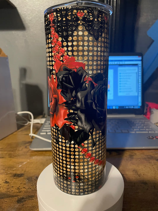 Black & Red Rose Tumbler